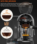 Comparison of coffee grounds extraction with and without pre-infusion using the Top Shelf Daily Driver 20 Bar Espresso Machine.