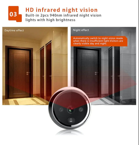 Super Handy Video Door Peephole Viewer Camera With Built In Battery And Cyclic Storage for night vision with HD infrared image
