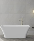67 Inch Freestanding Acrylic Bathtub Sets Main Room Vibes With Double Walled Insulation And Ergonomic Deep Contour Locks In Heat For Serious Soaks Non Slip Base Smooth Matte Drain Absolute Bathroom Game Changer in a modern bathroom.