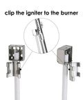 Two Outlet Push Button Grill Igniter Kit For Char Broil Grills with clip detail for connecting igniter to burner