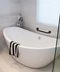 Bathroom with freestanding tub and mounted Two Pack 12 Inch Matte Black Shower Grab Bars Stainless Steel Wall Mount Safety Hand Rail