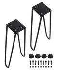 Beefy Foldable Iron Table Legs With Rubber Feet Industrial Modern DIY Desks And Coffee Tables 2 Pack 16 Inch Tall, screws shown