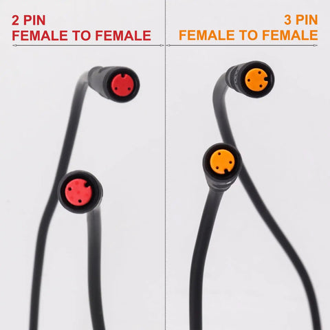 Waterproof Electric Bike Adapter Extension Cable 2 Pin To 2 Pin And 3 Pin To Female Connectors Perfect For Headlights Brakes Gear Sensors And Taillights Red IP66 IPX6 Durable DIY Ride Ready