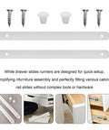 Heavy Duty Drawer Slides With Plastic And Metal Construction White Cabinet Drawer Rail For Stable Support And Silent Movement Perfect For Baskets And Shelves For Everyday Use, white drawer slide parts with screws and plastic stoppers