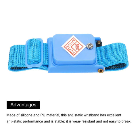 Two Pack Anti Static Wrist Strap ESD Antistatic Bracelet With Adjustable Cord For Computer Electronics Repair in blue