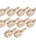 10 Piece Copper Alloy CNC Machined Bike Hydraulic Brake Hose Kit With Olive Connectors For Magura Barb And Olive Disc Brake System Durable High Performance Line Set For Easy Fit And Long Life, showing 10 olive connectors in a row