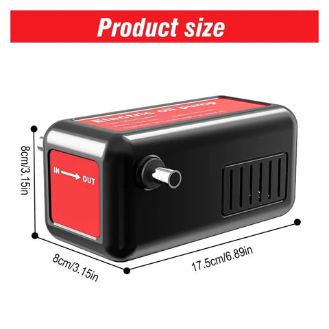 Top Rated 7500mAh Self-Priming Oil Change Pump Compatible With EAFC 140W For Cars And Trucks No Power Cords Needed For Quick Fluid Extraction, side view with dimensions.