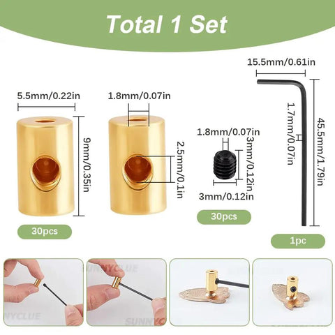 Locking Lapel Pin Backs Set With 30 Pcs Golden Brass Clips 30 Screws And Wrench For Jewelry Making Badges And Accessories