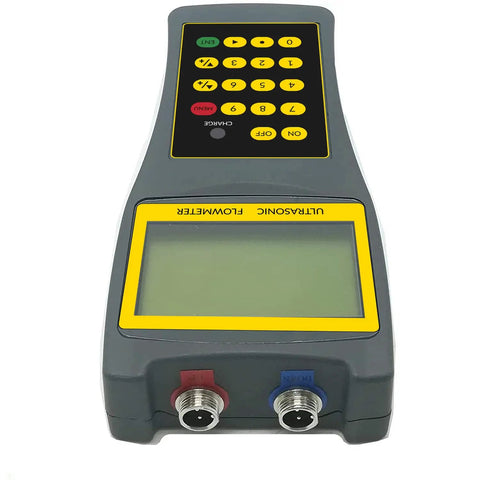 Handheld Ultrasonic Flowmeter Clamp On Portable Liquid Flow Meter With S1 M2 Transducers digital display front view