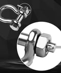 Close-up of Three Eighths Inch Clevis Shackle With One Half Inch Bolt Pin 316 Stainless Steel Bow Anchor Shackle
