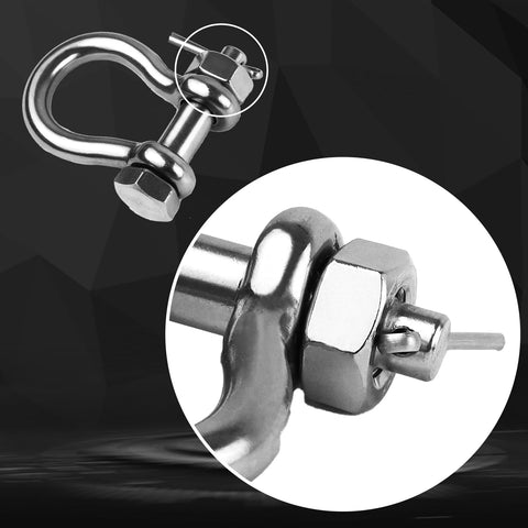 Close-up of Three Eighths Inch Clevis Shackle With One Half Inch Bolt Pin 316 Stainless Steel Bow Anchor Shackle