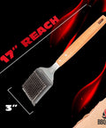 Grill Brush And Scraper For Outdoor Barbecue With Extended Wooden Handle And Replaceable Stainless Steel Bristle Head No Scratch Clean