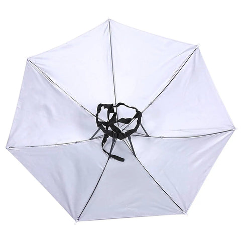 Inner view of Raindrops Purple Umbrella Hat With Adjustable Fit For Outdoor Vibes, Sun Protection Cap showing metal frame and headband.