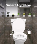 Ultra Slim Self Cleaning Toilet Bidet Attachment With Separate Rear And Feminine Nozzles in bathroom setting
