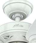 Close-up of 34 Inch Watson Ceiling Fan With LED Light Kit In Snow White Finish Pull Chain Multi Speed Whisper Wind Motor Reversible