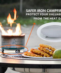 Compact Tabletop Fire Pit With Holder And Extinguisher For Camping And Smores, Reusable Fire Pit Made From Recycled Soy Wax in use