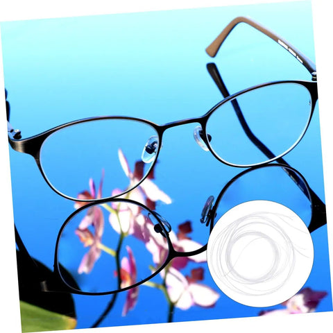 Half rim glasses with eyeglass repair thread kit inset in image, Eyeglass Repair Thread For Half Rim Glasses Easy Fix String For Quick Repairs On The Go Eyewear Maintenance And Accessories Kit That Keeps Your Specs Comfortable And Secure And Ready When You Need It, outdoor background