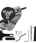 Close-up of Electric Drill Attachment Nibbler Tool, Metal Sheet Plate Cutter Punch For Free Cutting Sawing Light Grey with accessories.