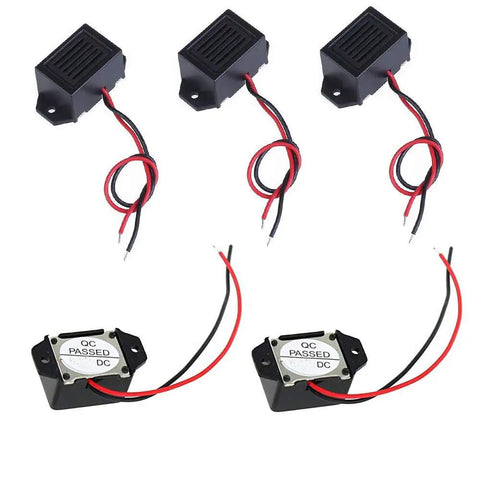 Five Pack Mini Buzzers With Leads For 1.5V 400Hz Morse Code Projects Mechanical Electronic Components Set, black ABS 34x17x15mm