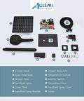 Ceiling Mount Shower System With 10 Inch Matte Black Rain Shower Head And ABS Handheld Spray 3 Functions, parts layout