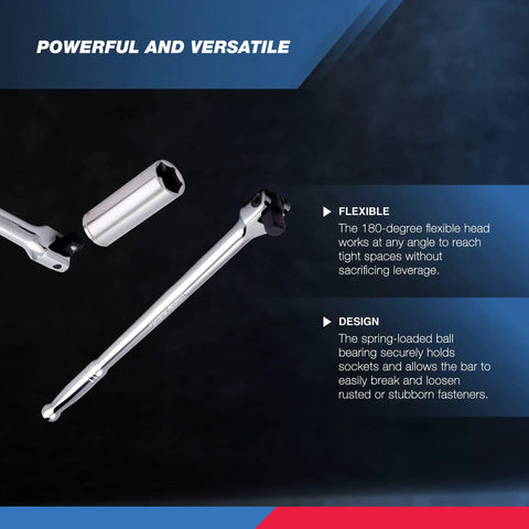 Half Inch Drive Breaker Bar With Flexible Head Twenty Four Inch Length Chromoly Construction Lug Nut Wrench in use