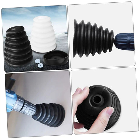 2 Pack Electric Drill Dust Collector With Spacious Debris Catching Bowl For Drywall And Masonry Ceiling Work, showing black and white dust collectors.