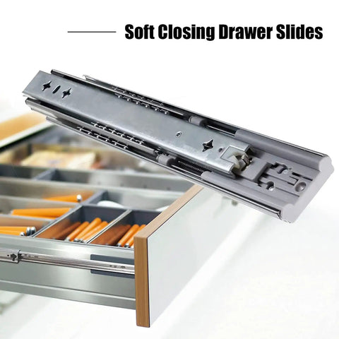 Heavy Duty Soft Close Drawer Slides 14 Inch Side Mount Telesrails For Kitchen Cabinets And Furniture 2 Pack