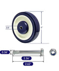 Heavy Duty Shopping Cart Wheels 5 By One And One Quarter Inch Bore Three Eighths Polyurethane Wheels Load Capacity 350 Lbs Each