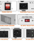 Beefy 800W Step Up Down Voltage Converter Transformer 110V To 220V 220V To 110V with US UK EU power cords and AC outlets close-up