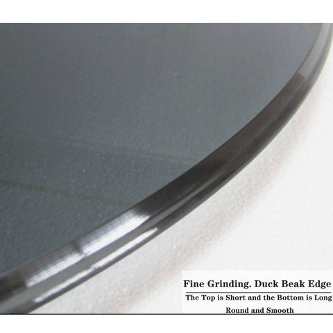 Edge detail of Heavy Duty 31 Inch Lazy Susan Turntable with tempered glass top and aluminum base, highlighting smooth finish.