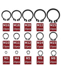 Durable Pro Grade 225 Piece 304 Stainless External Retaining Ring Set For Shafts E Type Circlips 15 Sizes From M3 To M25 Anti Rust C Clip Snap Ring Repair Kit For Mechanical Assemblies, M3-M25 rings