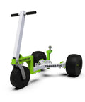 Monster Tug Off-Road Trailer Dolly Moves Boat, RV, Or Utility Trailer With Ease On Sand, Dirt, Gravel, Concrete Hard Surfaces heavy metal frame with large tires.