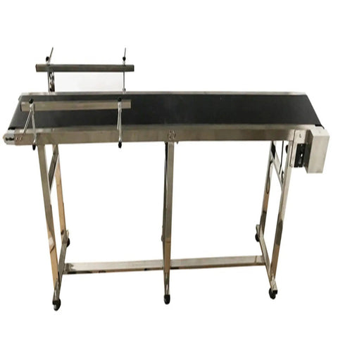 110V PVC Belt Conveyor with Double Guardrails, 82.6 Inch Long, 7.8 Inch Belt Width, flat conveyor system for industrial use