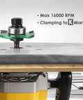 Pro Tongue And Groove Router Bit Set 1/4 Inch Shank With 3 Teeth Adjustable T Shape Wood Milling Cutter mounted on router table