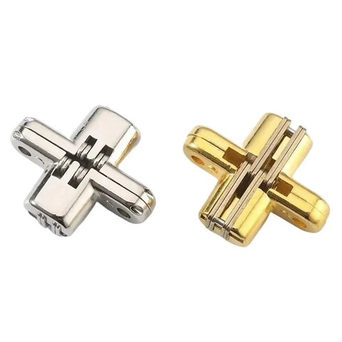 4 Pack Cross Barrel Invisible Hinges With Concealed Bearings in silver and gold finishes, clean modern look
