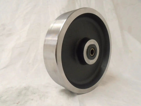 Heavy Duty 8 Inch Swivel Caster With Total Lock Brake And Tough As Nails Kingpinless Drop Forged Steel Wheel side view.