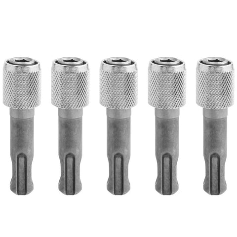 Image of 5 SDS Plus Drill Chuck Adapter to 6.35mm One Quarter Inch Hex Socket Converter for Electric Hammer Drills Heavy Duty Durable Steel