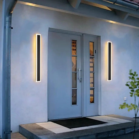 Modern Outdoor LED Wall Sconce 35.4 Inch 18W Frosted White Acrylic Exterior Light Fixture Waterproof for entryway