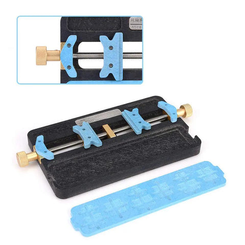 Dual Slot PCB Soldering Holder And Circuit Board Clamp Stand, Pro Grade Heat Resistant Steel Fixture for electronics repair