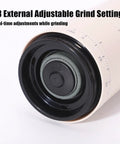 Portable Electric Burr Coffee Grinder With 38 Adjustable Grind Settings For Espresso French Press, detail of grind adjustment dial.