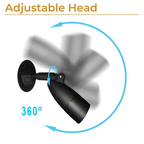 LED Outdoor Flood Light 10W Hardwired Spotlight, 360 degree adjustable head, black metal, waterproof security light.