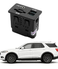 Multi Function Car Audio Interface Module With SD Card Reader For Fusion And Ford SUVs next to a white SUV profile