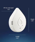 Flo Smart Water Leak Detector For Home Protection Drip Or Flood Sensor Alarm With 24 7 Monitoring, white 1-pack side view dimensions