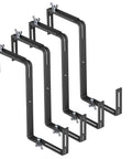 Set of black adjustable planter box brackets with enhanced bottom support for outdoor hanging gardens; universal fit for fence rails.