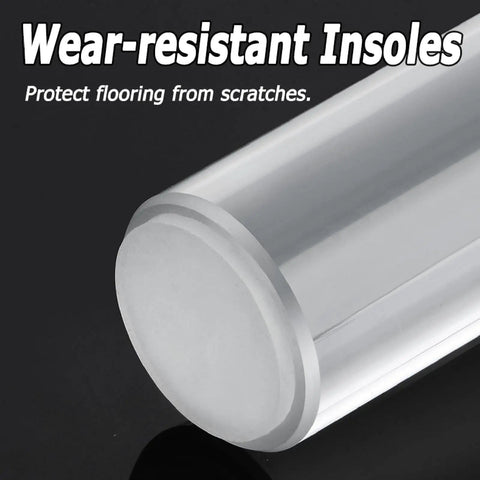 Close-up of wear-resistant insole on adjustable acrylic furniture legs set for cabinets coffee tables end tables beds waterproof