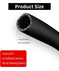 Five Eighth Inch Heater Hose Built Heavy Duty 10 Foot EPDM Radiator Coolant Line showing dimensions of 5/8 inch ID and 9/10 inch OD