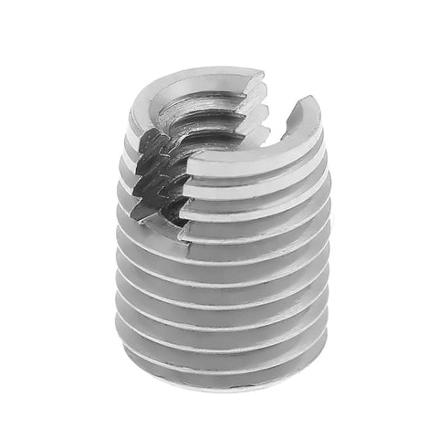 20 Pcs M4 8mm Threaded Inserts Self Tapping Helical Coil Repair Kit For Aluminum Plastic Wood And Metalworking DIY Projects Easy Install Secure Fit Restores Damaged Holes And Prevents Stripouts, close-up metal insert
