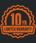 "10 year limited warranty badge for Woodridge Pro Electric Wood Pellet Grill And Smoker For Backyard Grillin With 970 Sq In Cooking Area Digital Sensor Side Shelf WiFi Connectivity Super Smoke Mode Delivers Rich Wood Fired Flavor"