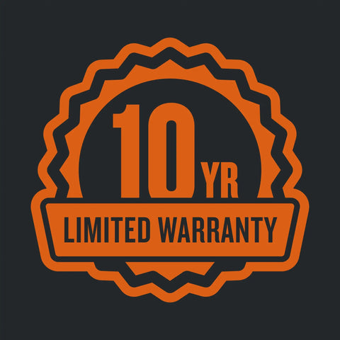 "10 year limited warranty badge for Woodridge Pro Electric Wood Pellet Grill And Smoker For Backyard Grillin With 970 Sq In Cooking Area Digital Sensor Side Shelf WiFi Connectivity Super Smoke Mode Delivers Rich Wood Fired Flavor"