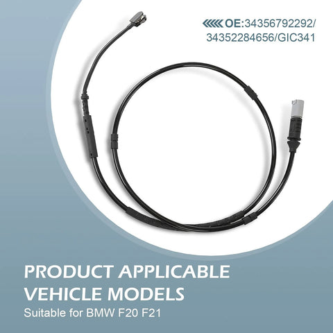 Front view: Grandi brake wear sensor cable for BMW F20/F21, black wiring with dual connectors